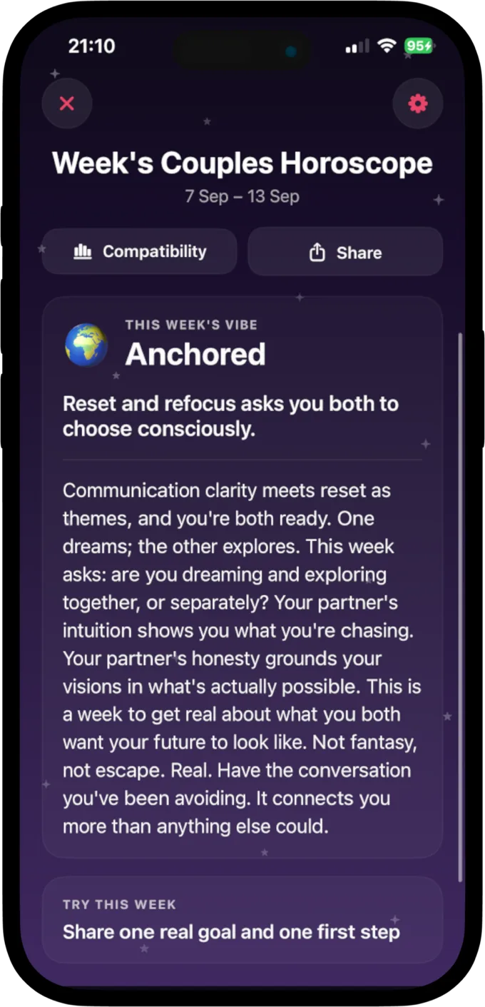 This week's couples horoscope, a shared reading for both of you