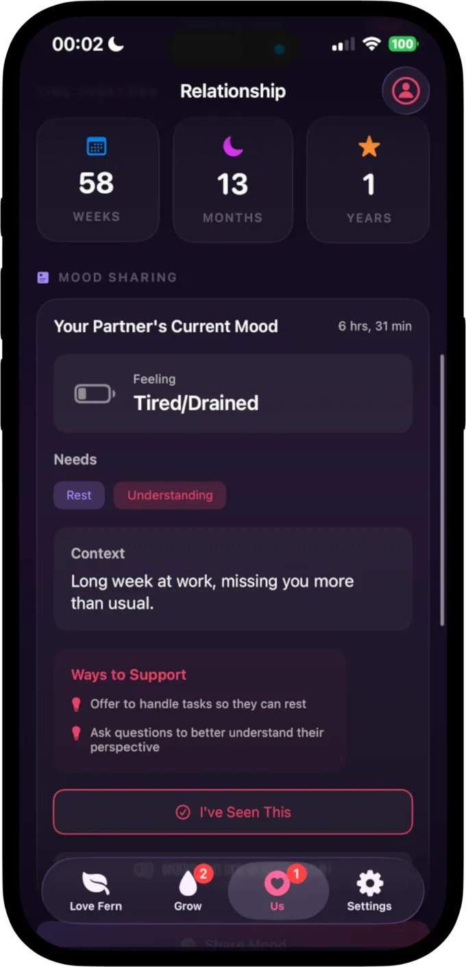 Your partner's current mood, what they need, and gentle ways to support them